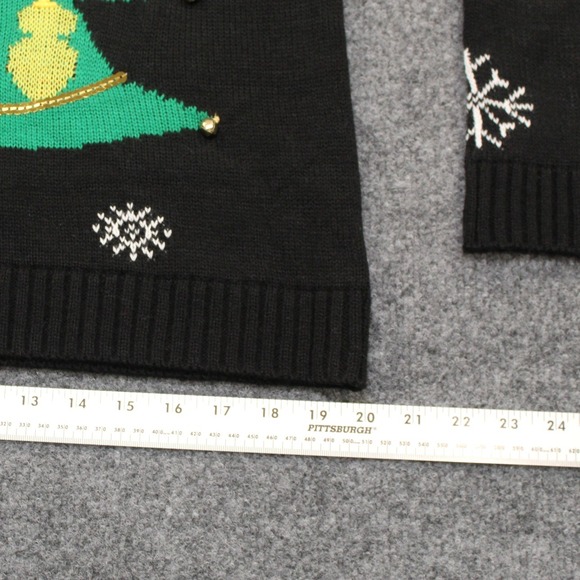 Holiday Time Christmas Tree Snowflake Ugly Christmas Sweater Black L/G - Picture 4 of 7